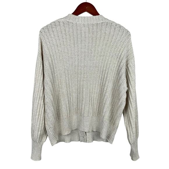 American Eagle Cardigan Sweater Beige Knit Oversized Button Front Women's M - Picture 5 of 7